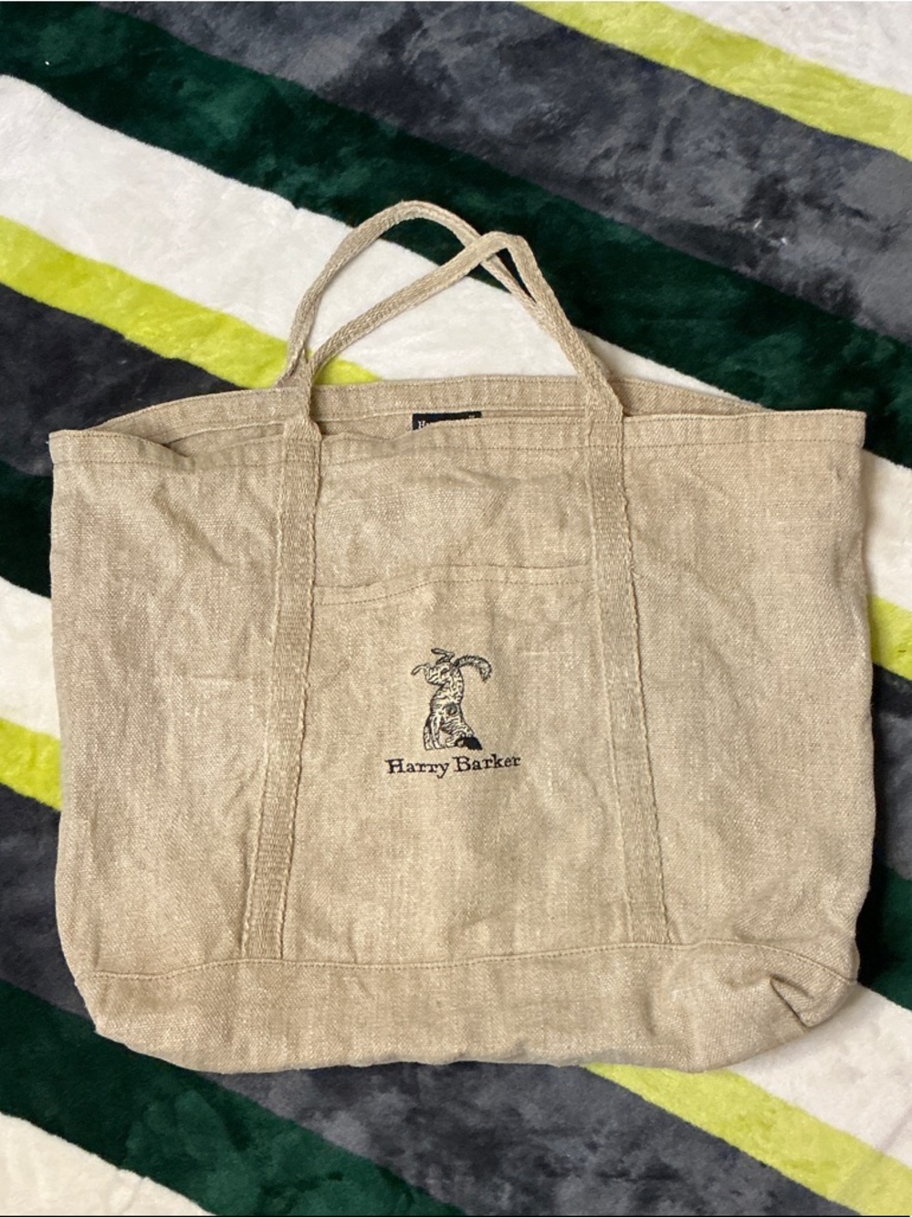 Beige Canvas Duffel Tote